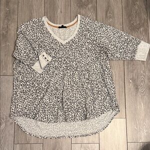 Jane and Delancey Gray Leopard Print Top